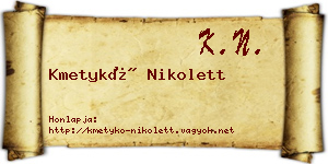 Kmetykó Nikolett névjegykártya